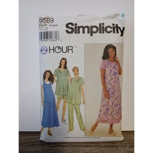 Vtg‎ 90s 2 Hr Maternity Top Pants Dress Simplicity 8589 Pattern Sz 18 CUT